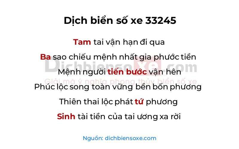 Dịch thơ biển số 33245