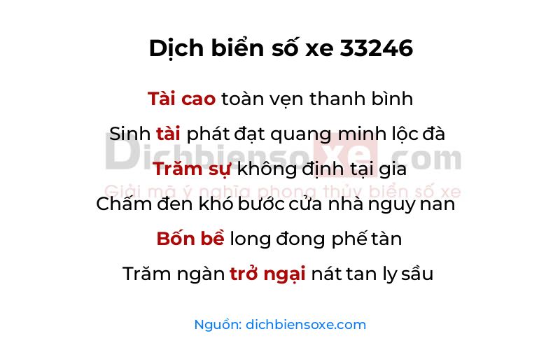 Dịch thơ biển số 33246