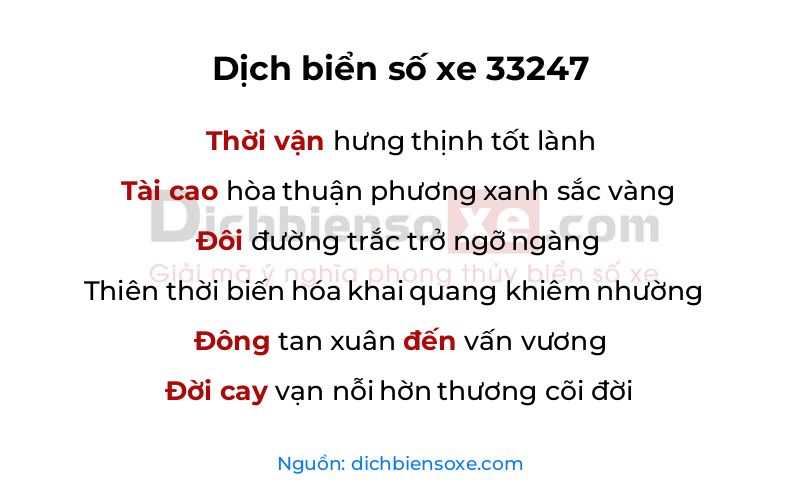 Dịch thơ biển số 33247