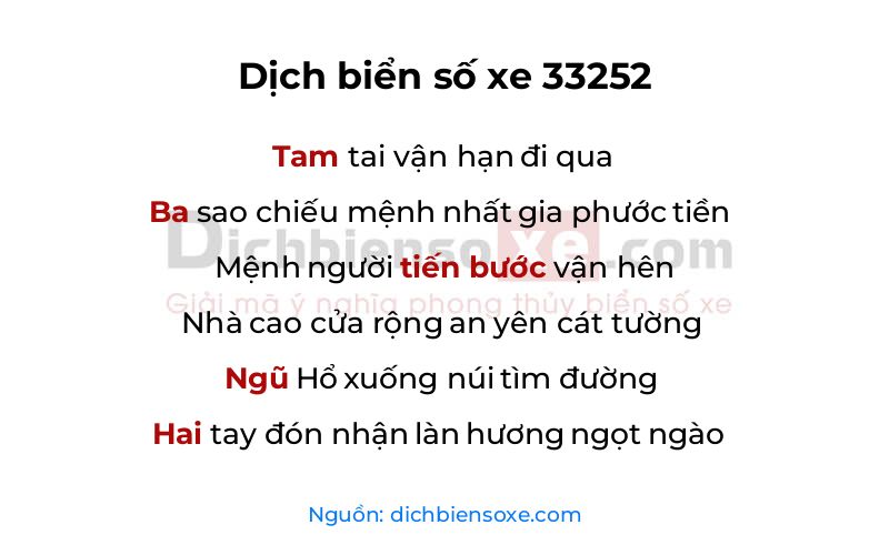 Dịch thơ biển số 33252
