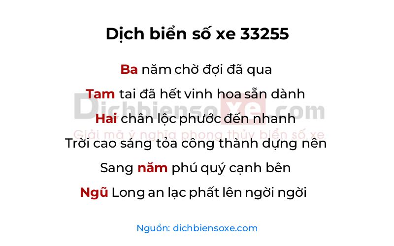 Dịch thơ biển số 33255