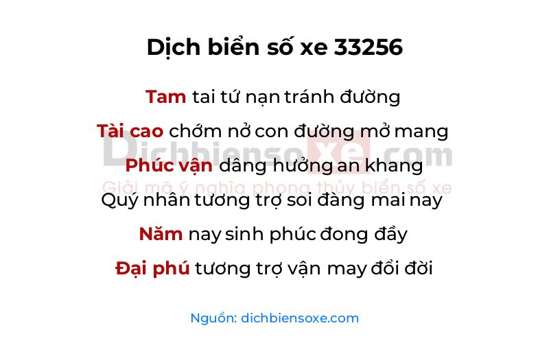 Dịch thơ biển số 33256
