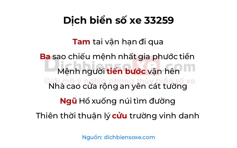 Dịch thơ biển số 33259
