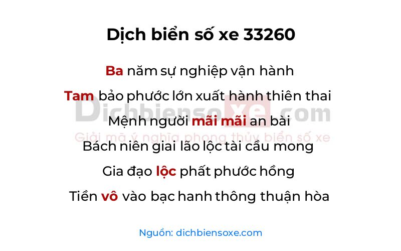 Dịch thơ biển số 33260