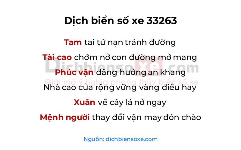 Dịch thơ biển số 33263