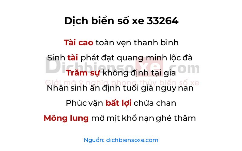 Dịch thơ biển số 33264