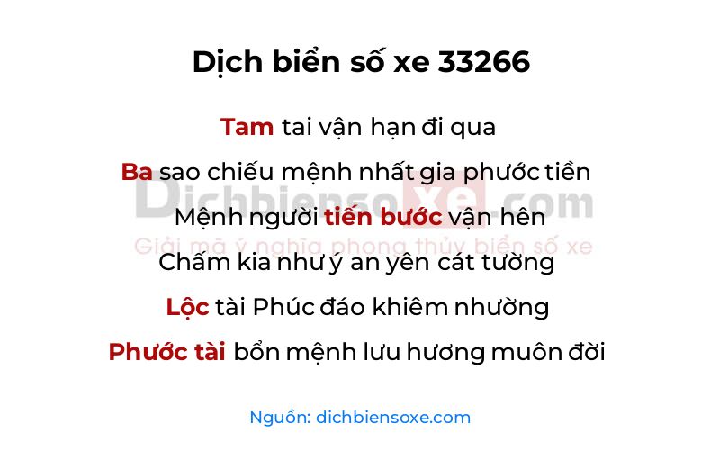 Dịch thơ biển số 33266