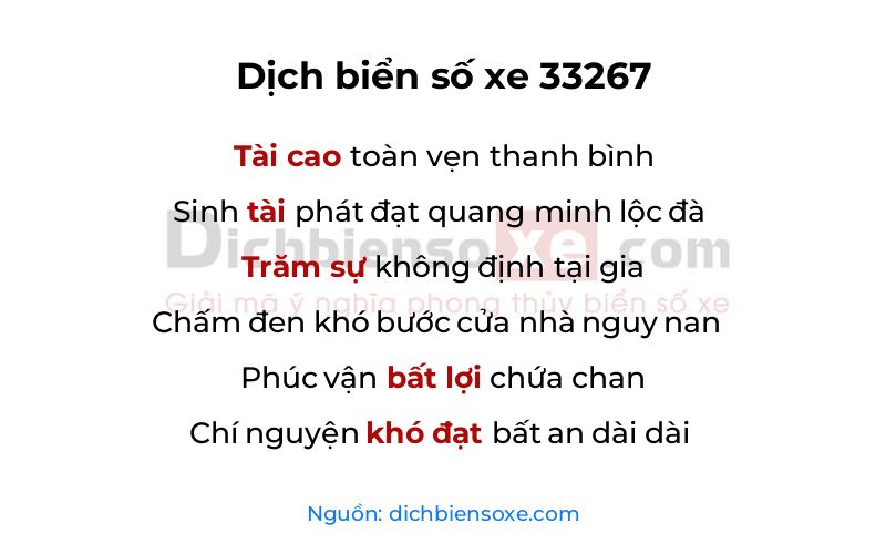 Dịch thơ biển số 33267