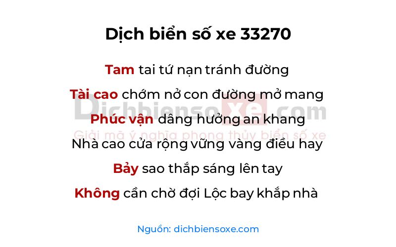 Dịch thơ biển số 33270
