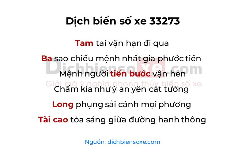 Dịch thơ biển số 33273