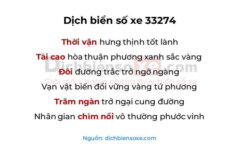 Dịch thơ biển số 33274