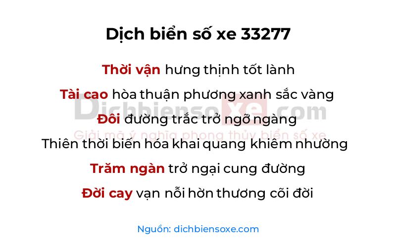 Dịch thơ biển số 33277