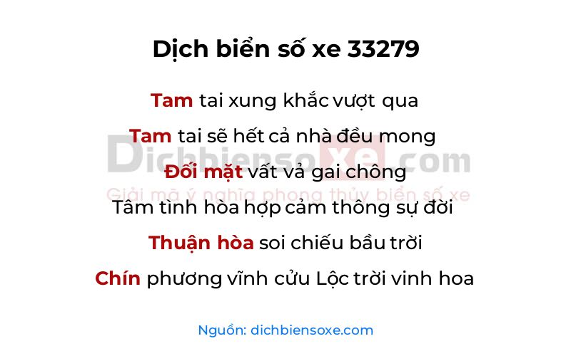 Dịch thơ biển số 33279