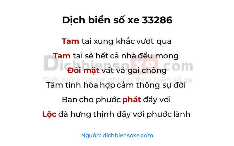Dịch thơ biển số 33286