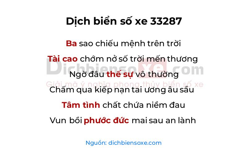Dịch thơ biển số 33287