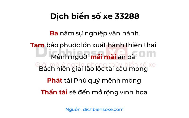 Dịch thơ biển số 33288