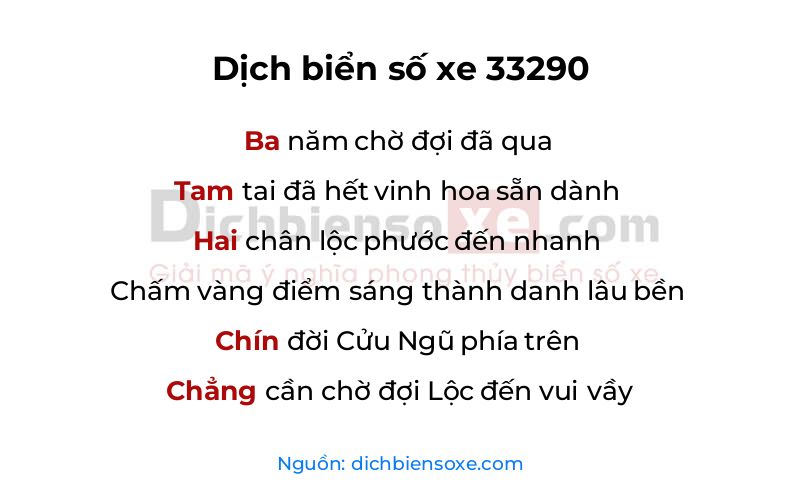 Dịch thơ biển số 33290