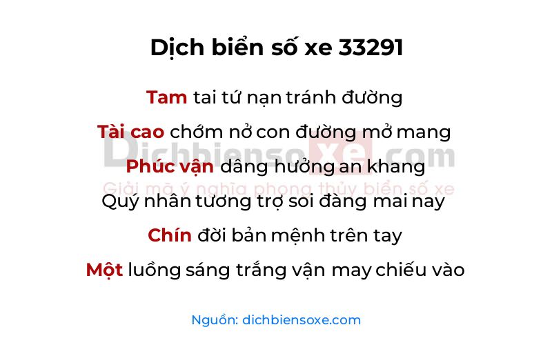 Dịch thơ biển số 33291