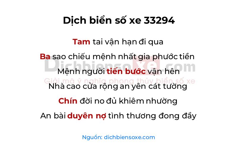 Dịch thơ biển số 33294