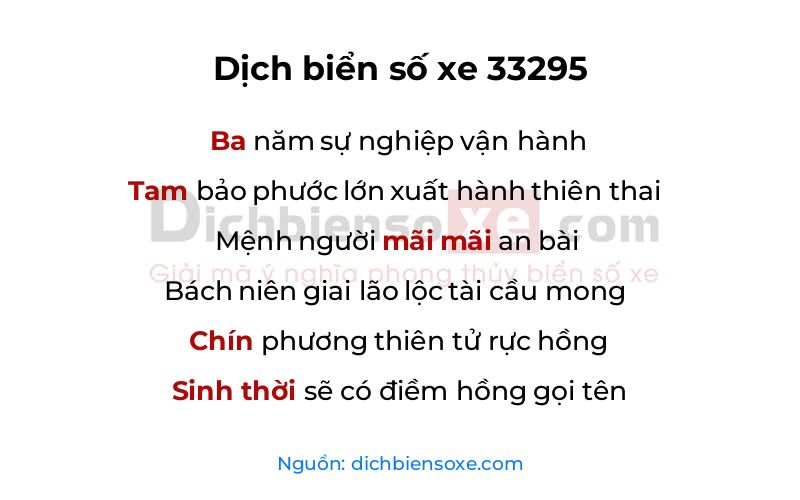 Dịch thơ biển số 33295
