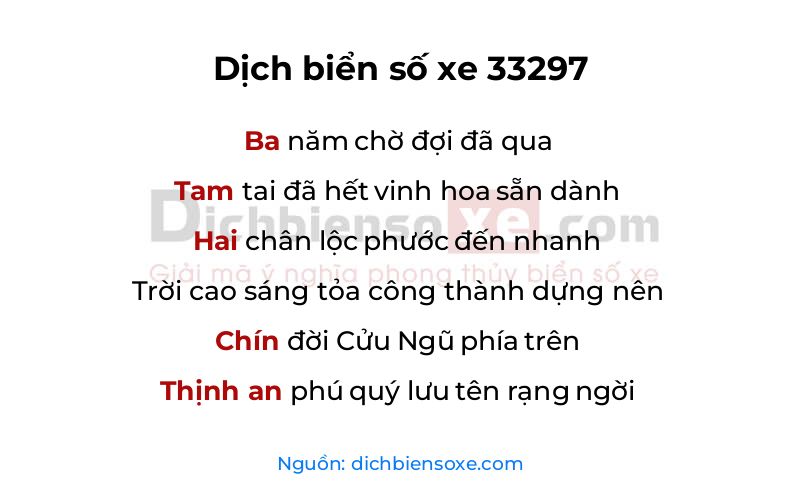 Dịch thơ biển số 33297