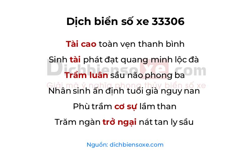 Dịch thơ biển số 33306