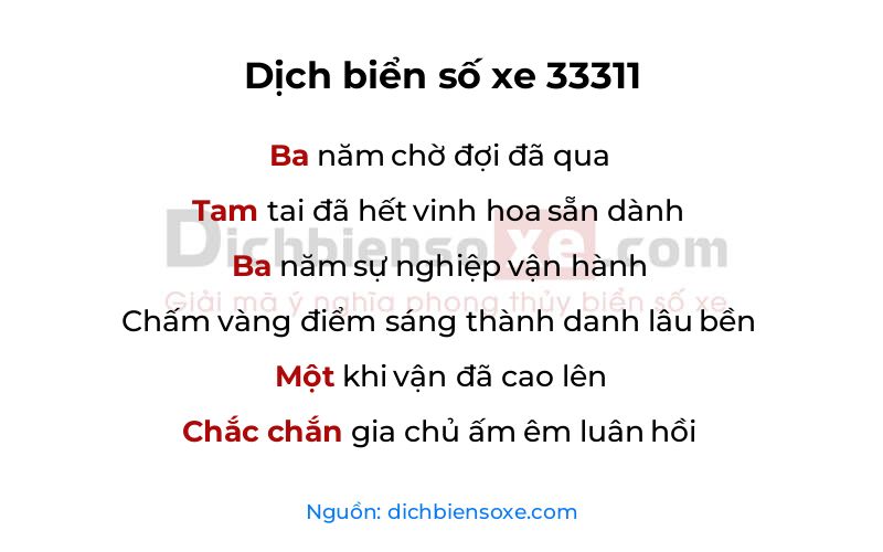 Dịch thơ biển số 33311