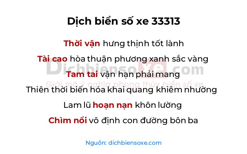 Dịch thơ biển số 33313