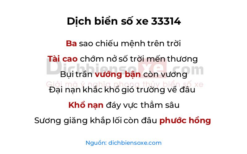 Dịch thơ biển số 33314