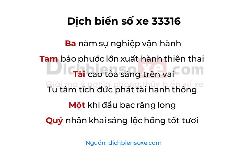 Dịch thơ biển số 33316