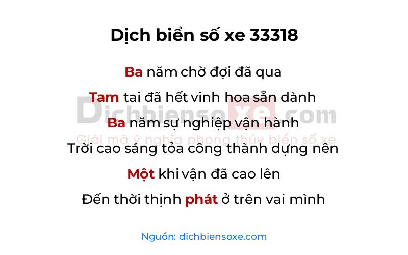 Dịch thơ biển số 33318