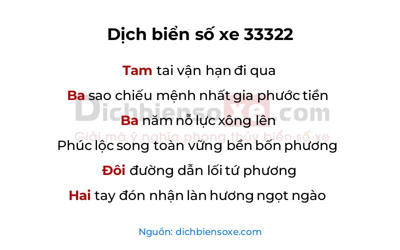 Dịch thơ biển số 33322