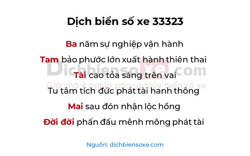Dịch thơ biển số 33323