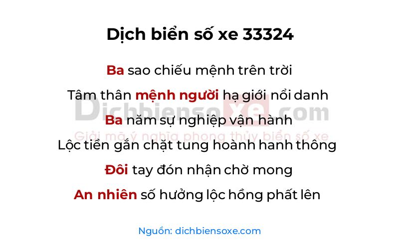 Dịch thơ biển số 33324