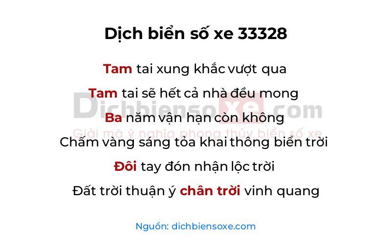 Dịch thơ biển số 33328