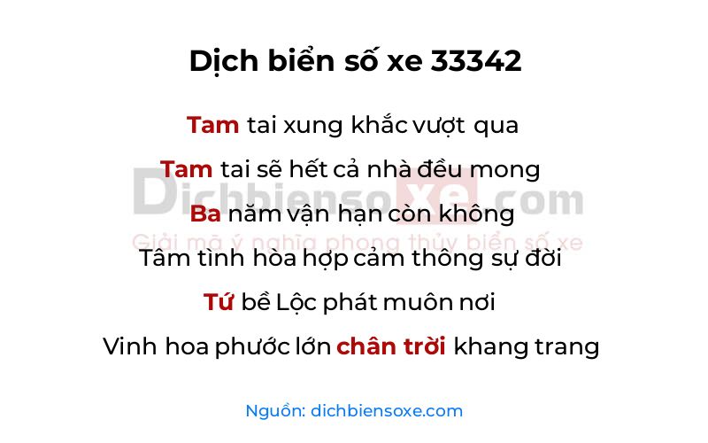 Dịch thơ biển số 33342