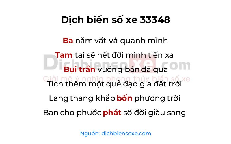 Dịch thơ biển số 33348