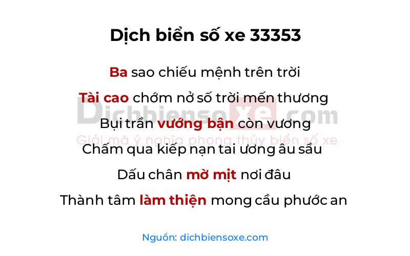 Dịch thơ biển số 33353