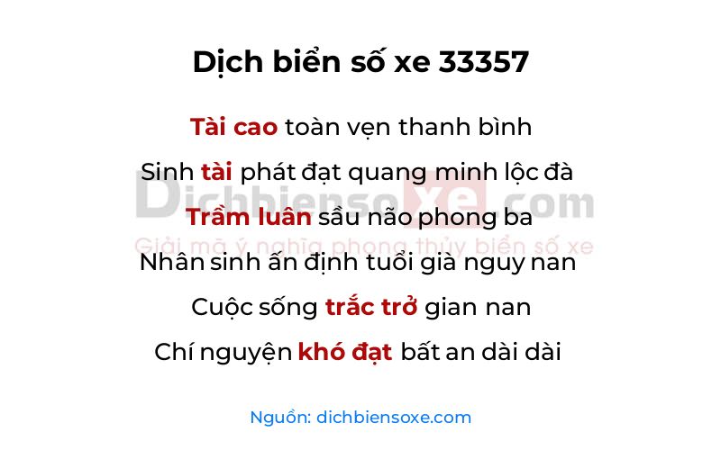 Dịch thơ biển số 33357
