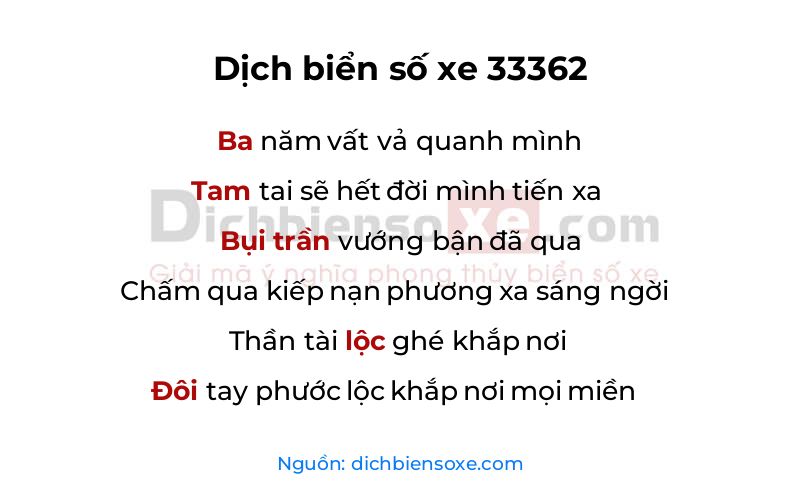 Dịch thơ biển số 33362