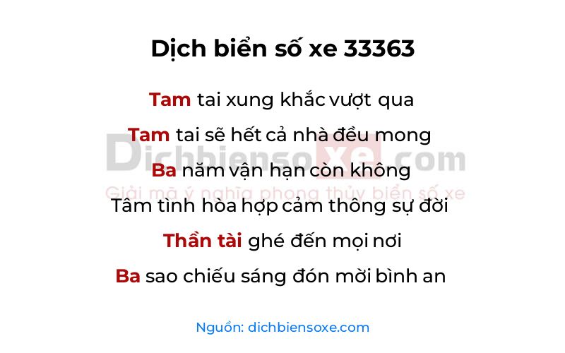 Dịch thơ biển số 33363