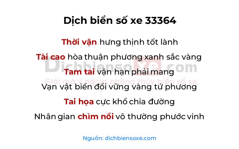 Dịch thơ biển số 33364