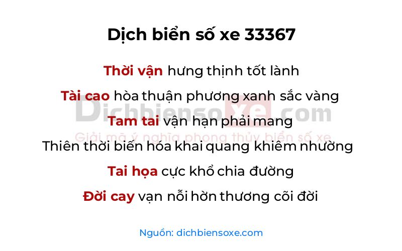 Dịch thơ biển số 33367