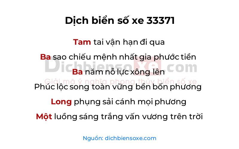 Dịch thơ biển số 33371