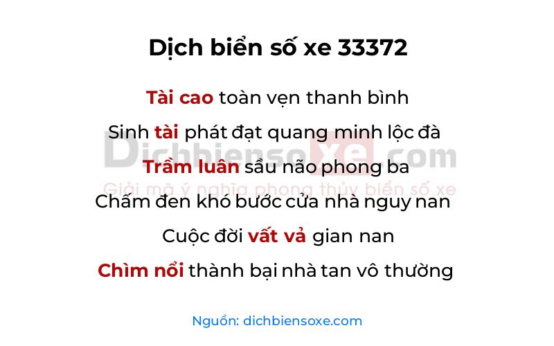 Dịch thơ biển số 33372