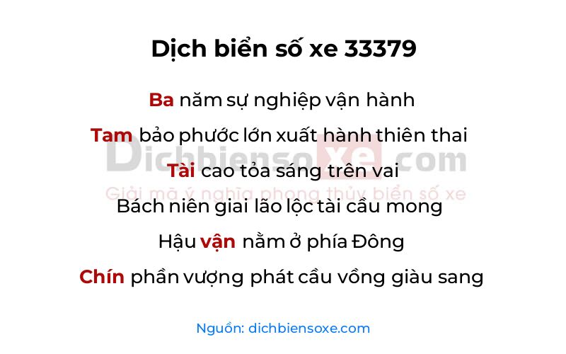 Dịch thơ biển số 33379
