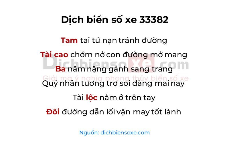 Dịch thơ biển số 33382