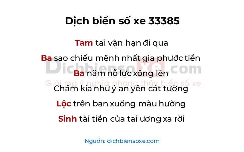 Dịch thơ biển số 33385