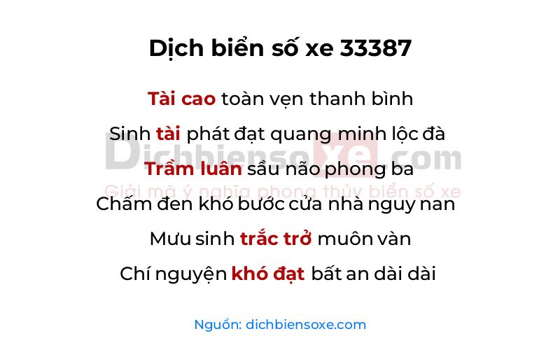 Dịch thơ biển số 33387