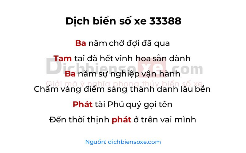 Dịch thơ biển số 33388